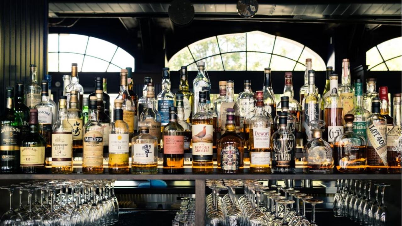 whiskies in bar